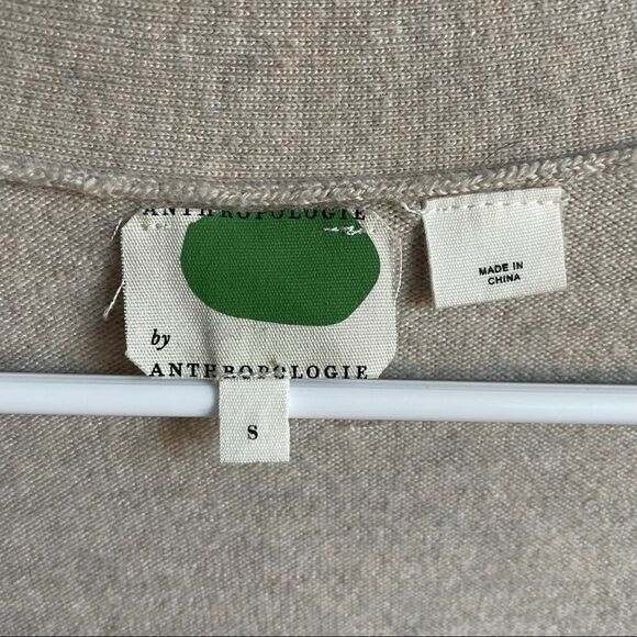 Anthropologie By Anthropologie Tan Buttoned Cardigan Wool Blend Long Women S​ - Picture 3 of 7